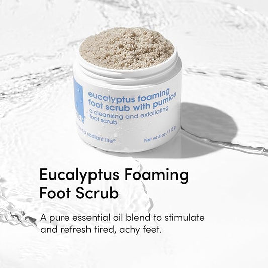 LATHER Foot Scrub with Pumice Stone - Gentle Exfoliating Foaming Foot Scrub for Skin - Cracked Heel Repair for Smooth, Soft Feet - Pedicure Foot Spa | 4 Oz