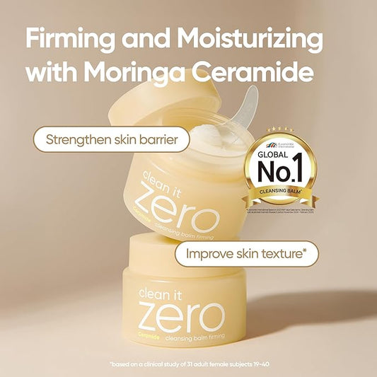 BANILA CO Clean it Zero Firming Cleansing Balm | Korean Makeup Remover, Cleansing Oil to Soothe and Moisturize Skin | Vegan | Made with Moringa Ceramide and Panthenol (100ml/3.38 fl.oz)