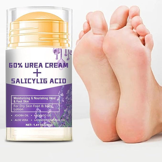 60% Urea Cream - 1.41 oz Lavender Foot Hand Cream Stick for Dry & Cracked Feet Elbows Knees Heels Hands, Hydrates & Nourish Foot Care for Softening and Moisturizing, Removing Calloused Skin