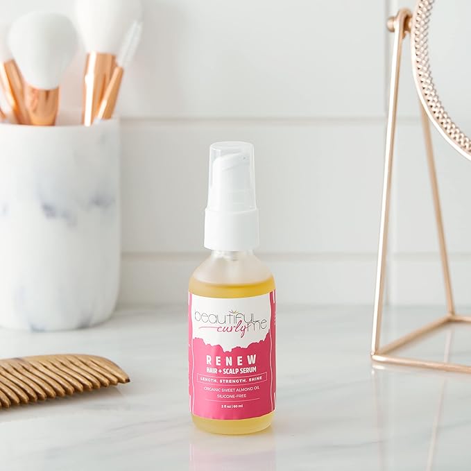 Renew Hair + Scalp Serum – Organic Hair Growth Oil with Rosemary for Frizz Control | Nourishing Scalp Treatment & Hair Growth Serum for Curly, Textured & All Hair Types (3A–4C) | Vegan & Paraben-Free