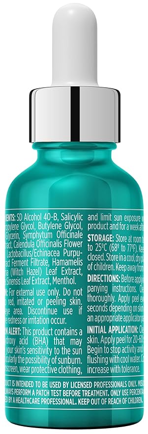 30 DAY MIRACLE BHA 20% Peeling Solution - Clinical Strength BHA Liquid Exfoliant for Clogged Pores, Wrinkles & Blackhead Remover - Salicylic Acid Serum & Chemical Exfoliant for Face Peel 1oz