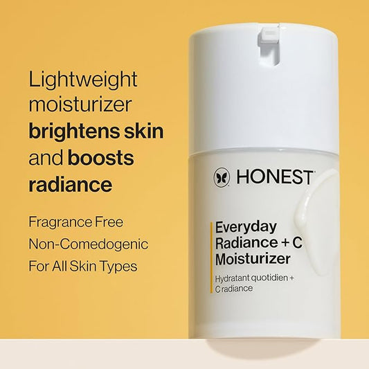 Honest Beauty Everyday Radiance Vitamin C Lightweight Moisturizer | Brightens + Improves Skin Tone | Gentle for Sensitive Skin, Fragrance Free, Vegan | 1.7 fl oz