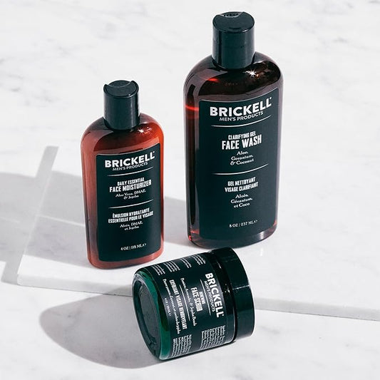 Brickell Men's Products Daily Advanced Face Care Routine I, Gel Facial Cleanser Wash, Face Scrub, Facial Moisturizer Lotion, Natural and Organic Men's Skin Care Gift Set, Scented