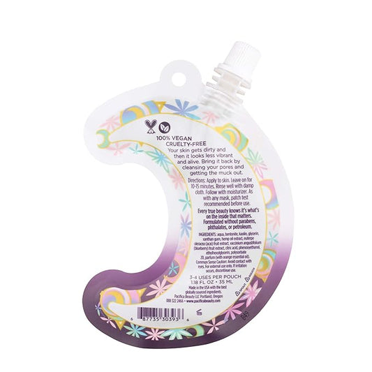 Pacifica Cosmic Clay Face Mask, Deep Cleansing Pore-Minimizer Clay Mask for Blemishes & Oily Skin, Skin-Balancing Detox Facial with Hemp, Acai & Orange Oil, Clean Beauty Vegan, 1.18 oz (Pack of 2)