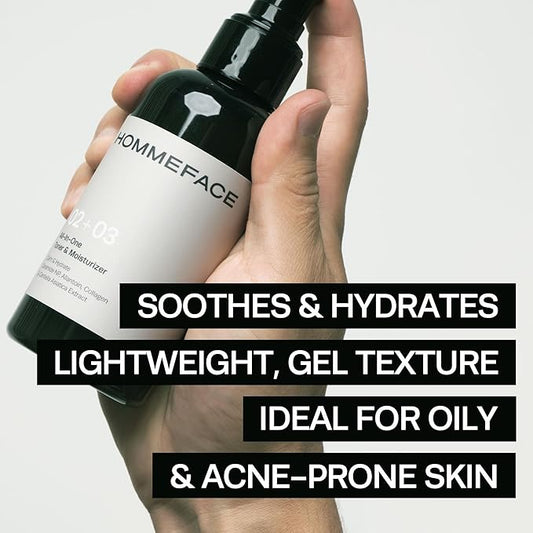 HOMMEFACE Men’s All-in-One Face Toner & Moisturizer, 5.07 fl oz - Lightweight, Alcohol-Free, After Shaving - Korean Skincare Technology with Collagen, Ceramide & Witch Hazel