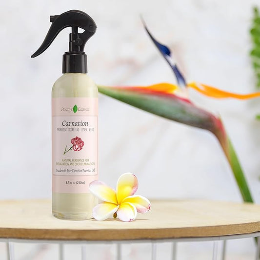 Carnation Linen & Room Spray, Natural Aromatic Bathroom Spray Made with Pure Essential Oils, Refreshing Home Fragrance