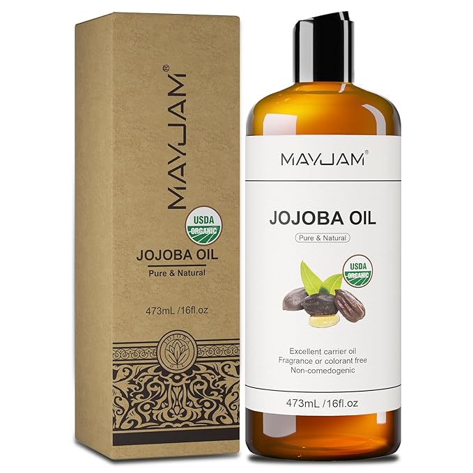 16 Oz Jojoba Oil for Skin, USDA Certified Cold Pressed Jojoba Oil for Hair, Face, Body, Ear Stretch, Nails,Massage, Deeply Moisturizing, Carrier Oil for Essential Oils Mixing(473ML)