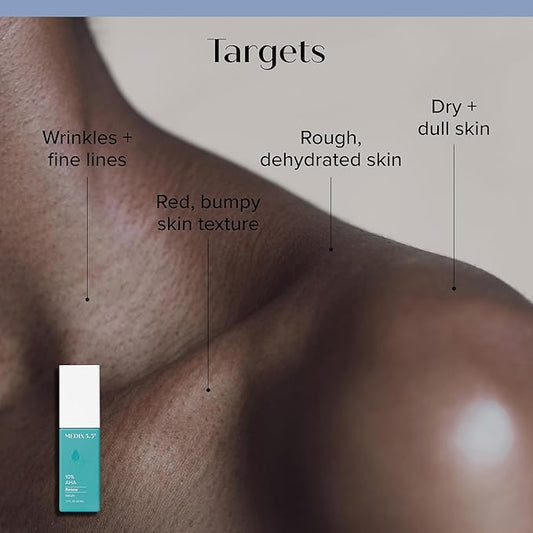 MEDIX 10% Glycolic Acid + Lactic Acid Leave-On Exfoliating Body Gel | AHA Exfoliant Body & Face Serum Refines + Softens Dry Dead Skin, Bumpy Skin, Uneven Skin Tone, KP Bumps, & Wrinkles, 1.7oz, 2PC