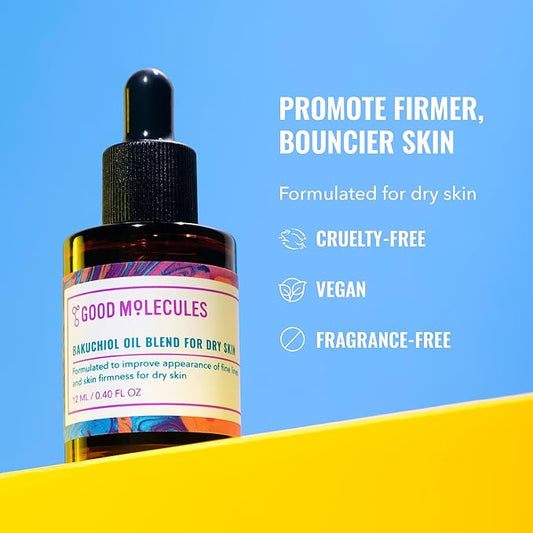 Good Molecules Bakuchiol Oil For Dry Sky - Ultra Hydrating Natural Blend with Bakuchiol and Rosehip Oil, Promotes Collagen Production, Moisturizing Face Oil