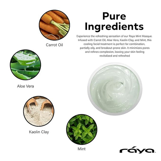 Raya Mint Masque (603) | Cooling and Refreshing Facial Treatment Mask Combination for Oily and Break-Out Prone Skin, Moisturizing,Tightening Pores, Refining Complexion, Paraben-free - 60ml