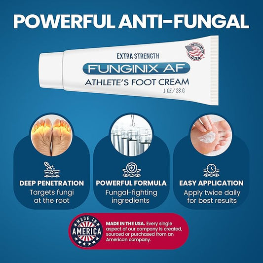 FUNGINIX AF Athletes Foot Cream - Topical Anti-Fungal Treatment, Eliminates Athlete's Foot Infections, Safe & Effective (1 Ounce)