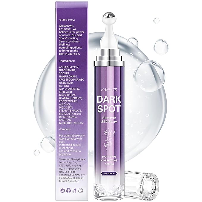 HANYWIL Dark Spot Remover for Face and Body, Dark Spot Corrector Serum, Age Spot Sun Spot Freckles Brown Spot Remover, Melasma Treatment, Skin Care Face Serum with Roller (0.5 Fl Oz)