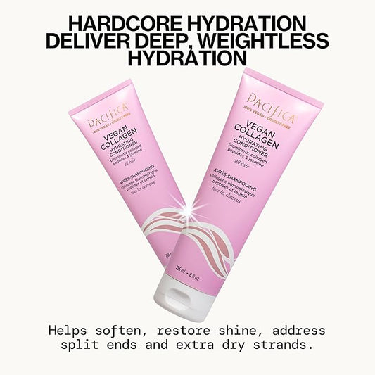 Pacifica Hair Conditioner - Vegan Collagen Hydrating, Haircare, Avocado Oil, Vitamin B5, Add and Restore Shine, For Dry and Damaged Hair, Sulfate and Silicone Free, Hair Care, 8 fl oz (1 Count)