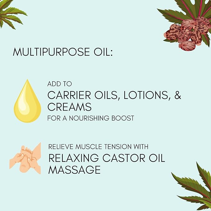 Herbion Naturals Organic Castor Oil USDA Certified, 100% Pure, Cold Pressed, Hexane-Free. Moisturizer & Hair Treatment. Glass Bottle w/Dropper, 3.38 Fl Oz