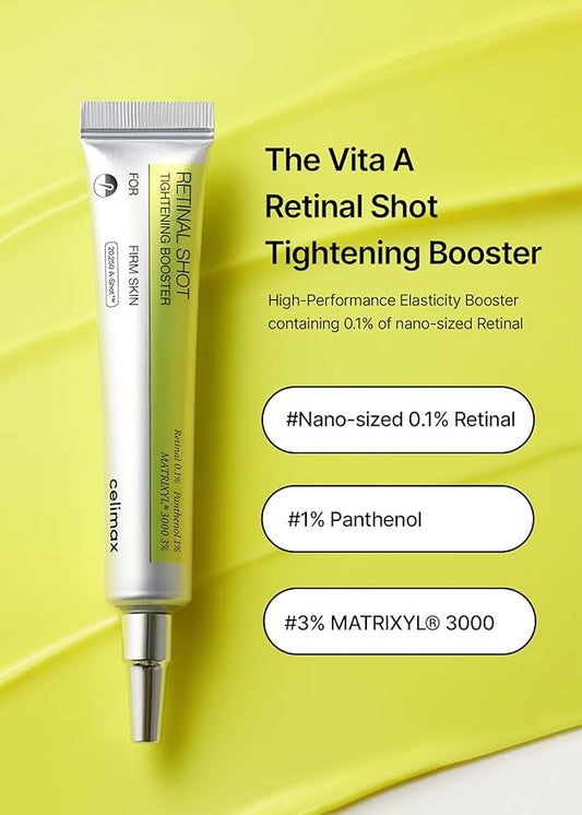 celimax The Vita A Retinal Shot Tightening Booster Duo Set 15mlx2 | with Retinal 0.1%, Matryxyl 3%, Pore Minimizer, Wrinkles & Fine Lines, Firmer Skin