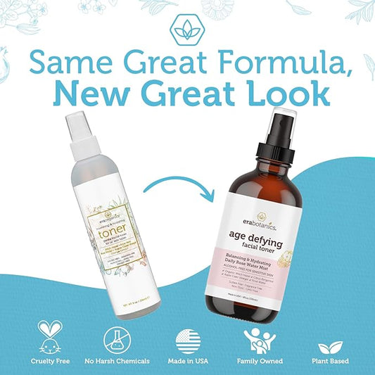Era Organics Hydrating Toner for Face - Refreshing and Balancing Anti Aging Facial Mist with Rose Water, Apple Cider Vinegar, Witch Hazel