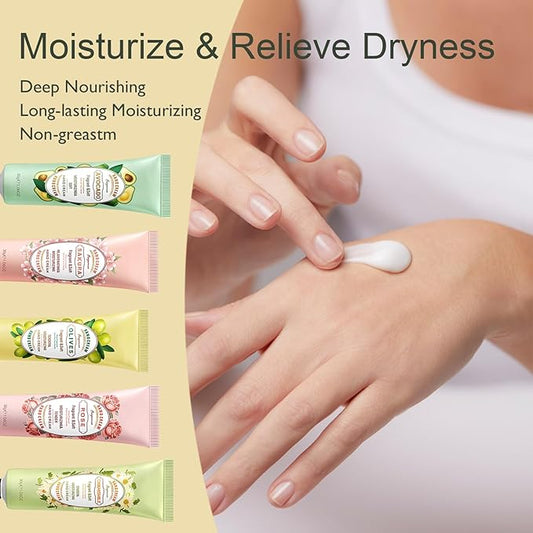 5 Pack Hand Cream Lotion Gifts Set - Mini Hand Lotion for Dry Cracked Hands Skin Travel Size Moisturizing Non Greasy Hydrating Hand Moisturizer Lotion for Women Teengirls, Plant Fragrance 1.06Oz Each