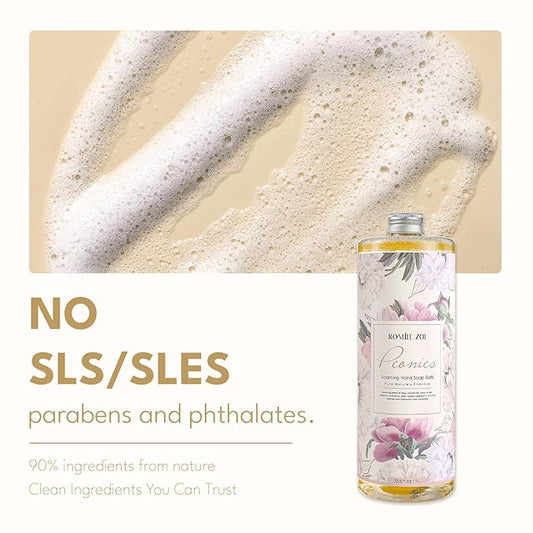 Foaming Hand Soap Refills 3-Pack (33.8 Fl Oz x 3) with Refilable Dispenser Peony Scented–Chemical-Free for Sensitive Skin, Bulk Refill Bottles for Bathroom & Kitchen Use