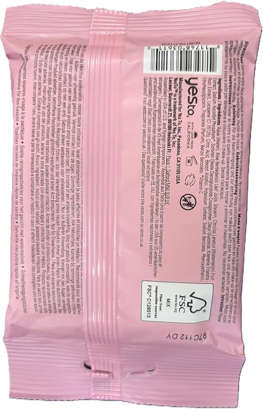 Yes To Watermelon Refreshing Facial Wipes, Hydrating Formula That Removes Dirt, Oil & Grime, Leaves Skin Refreshed & Brighter, Aloe, Natural, Vegan & Cruelty Free, 10 Count (8036110)