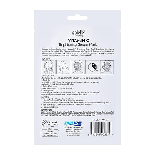 Epielle Vitamin C Serum Sheet Masks (5pk) | Korean Skincare | Facial Sheet Mask | Kbeauty, Spa Gifts for Women