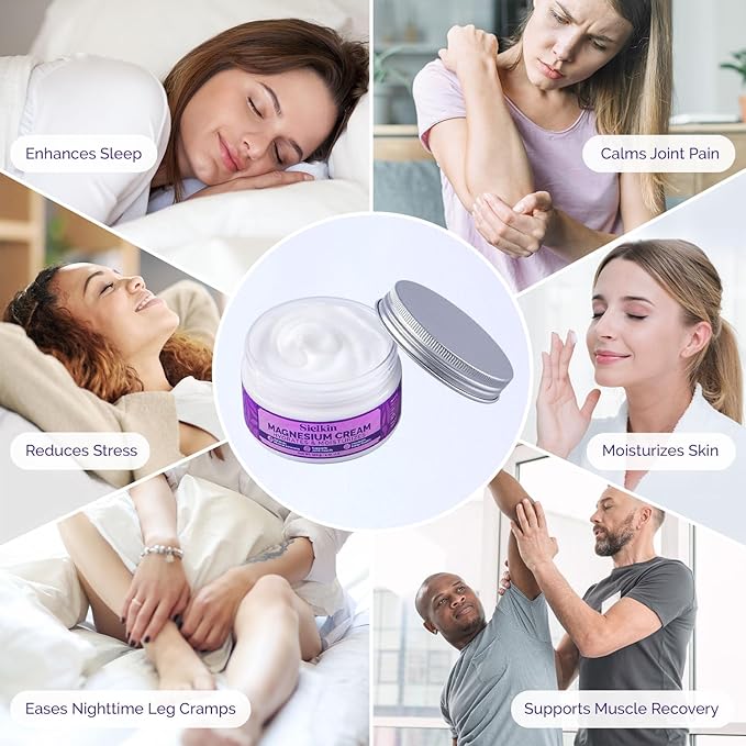 Topical Magnesium Lotion Leg Cream: Organic Magnesium Body Butter for Sweet Sleep/Leg Cramps/Feet/Arms/Chest Muscle Pain Relaxtion- Calm Moisturizing Cream - Day and Night Fast Absorption 3.5 oz