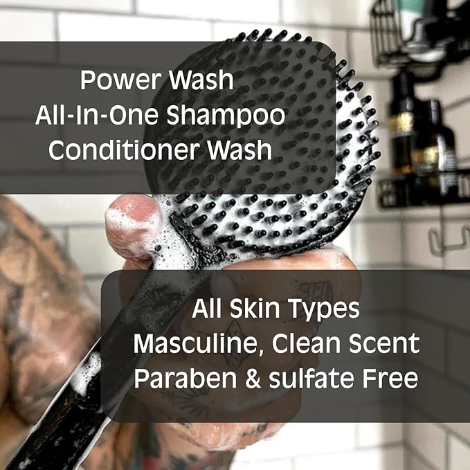 Derm Dude 3-in-1 Body Wash, Shampoo & Conditioner for Men | Daily Hydrating Shower Gel with Aloe Vera & Vitamin E | All Skin & Hair Types | Alpine Breeze Scent, 8oz