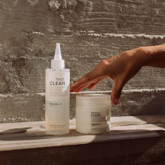 NatureLab.TOKYO Perfect Clean 2-in-1 Scalp Scrub & Clarifying Shampoo | Exfoliating Sugar Crystals with Probiotic Sake Water & Hyaluronic Acid for Deep Scalp Cleanse, Shine, & Hydration – 8.1 oz