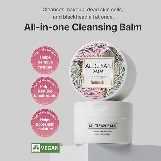 HEIMISH All Clean Balm 4.0fl.oz/120ml - Cleansing Balm, Waterproof Makeup Remover, Face Cleanser, Oil Based Cleanser, Korean Skincare with Natural Aroma Oil, Vegan, For All Skin Types