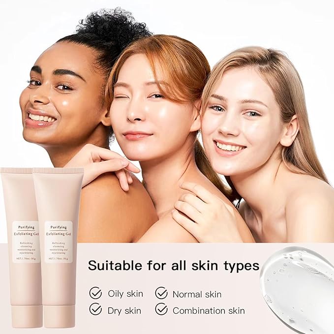 Purifying Exfoliating Gel - Gentle Exfoliate Deep Cleansing, Gentle Exfoliating Gel for Face Moisturizing, Facial Scrub for All Skin Types, Cleans Dirt & Oils Skin Care