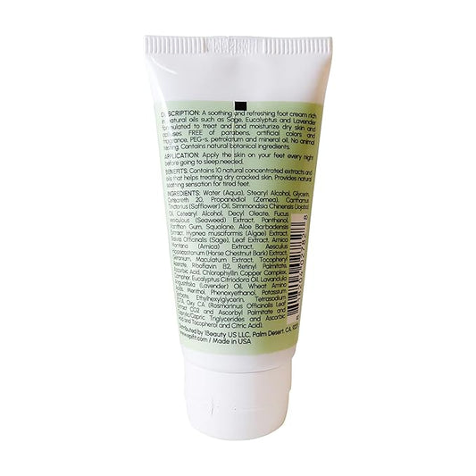 Aromatherapy All Natural Moisturizer Foot Cream with Rosemary Lavender Eucalyptus Sage and Seaweed 2 Ounces