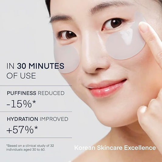 TEREZ & HONOR Under Eye Patches for Dark Circles - 60 Korean Hydrogel Masks for Puffiness, Bags with Caffeine, Hyaluronic Acid, Niacinamide - Undereye Brightening, Hydrating, Anti-Wrinkle & Cooling