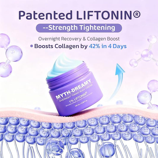 MYTH-Dreamy Overnight Toning Whip Firming Cellulite Cream, Skin Firming and Tightening Lotion While You Sleep - Helps Tighten Loose Skin & Cellulite on Body Belly Booty Arms Thighs with Gua Sha Tool