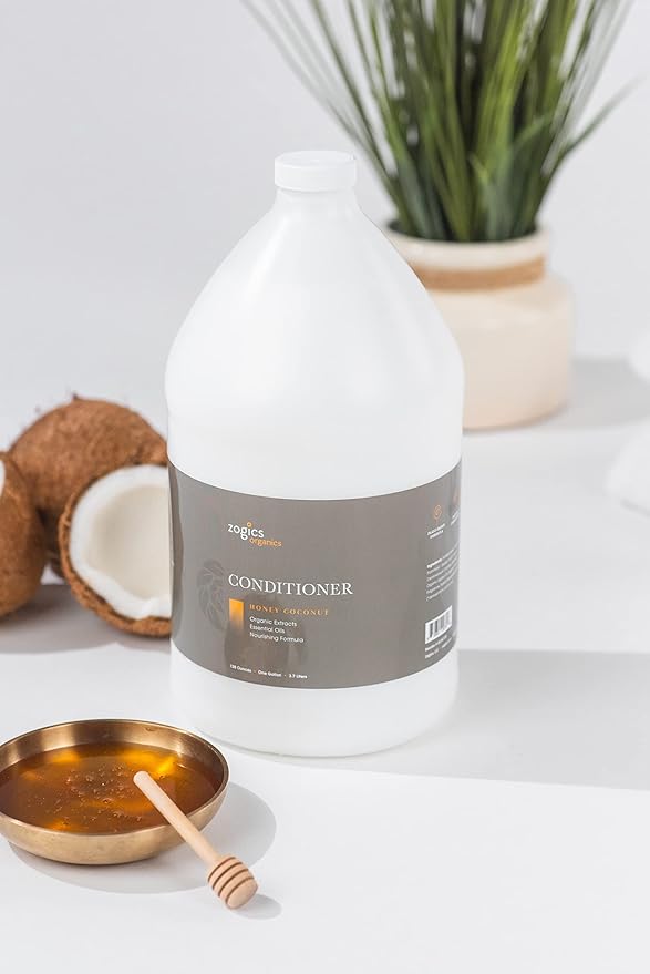 Zogics Organics Conditioner – Organic Conditioner for Hair, Hydrating Deep Conditioner with Natural Ingredients like Honey Powder, Aloe Vera, Avocado, and Jojoba (Honey Coconut, 1 Gallon)