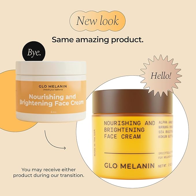 Glo Melanin Nourishing Face Cream – Hydrating Daily Moisturizer for Radiant, Even-Looking Skin – Vegan, Paraben-Free Formula for a Healthy Glow (2 oz)