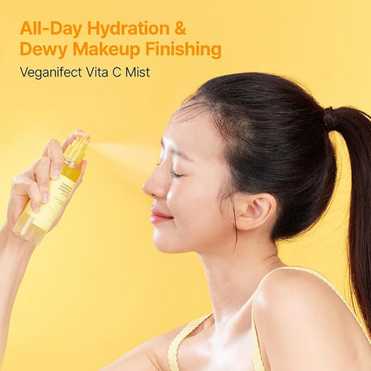 Vitamin C Glow Mist for Radiant Skin, Hydrating Serum Mist with Niacinamide & Glutathione, Korean Vegan Skincare, 3.38 Fl Oz