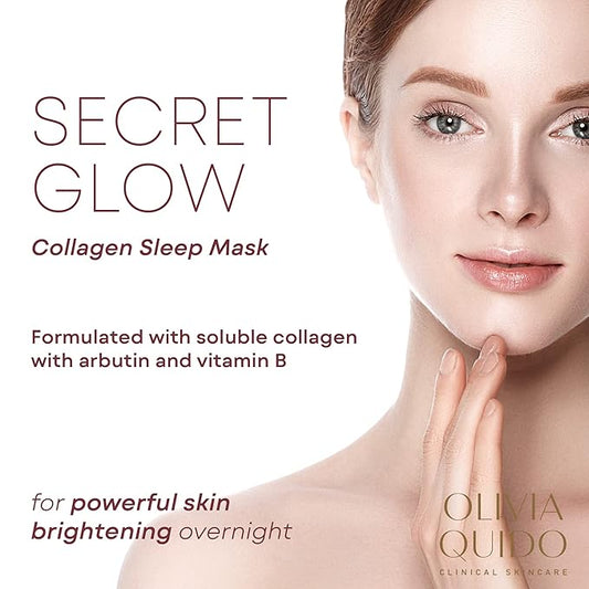OLIVIA QUIDO Clinical Skin Care Secret Glow |Anti-Aging Collagen White Mask | Brightening Night Cream for Face and Neck| Intense Brightening Glutathione Formula Smoothens For Dewy & Glowing Complexion