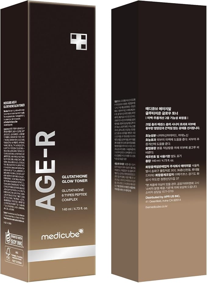 medicube Age-R Glutathione Glow Milky Toner, Low-Irritation Double Layer Toner for Glass Glow Skin with Peptide, Even Skin Tone, Radiance, Hydration, Korean Skincare