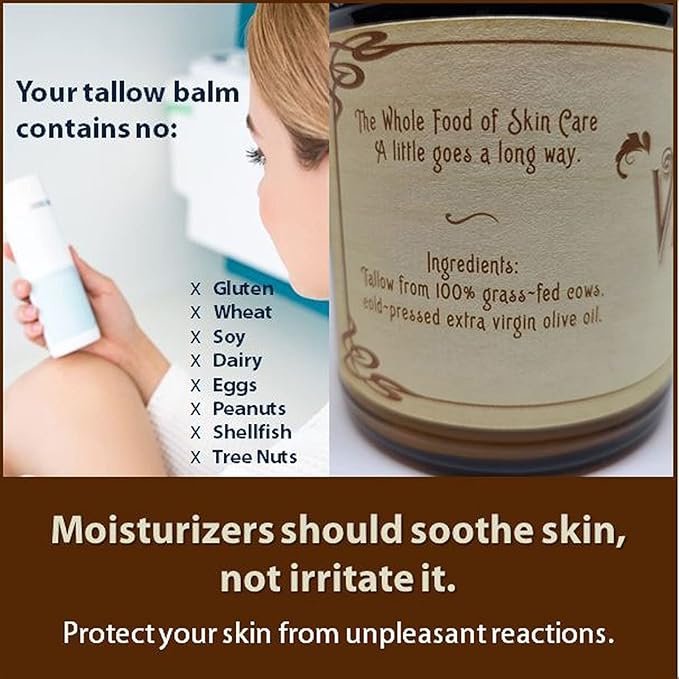 Vintage Tradition Beef Tallow All Purpose Balm - Healing, Hydrating Lavender Skin Care Salve Replaces Body Lotion, Hand Cream, More - Essential Oil, Olive Oil, and Grass-Fed Tallow, 2 fl. oz.