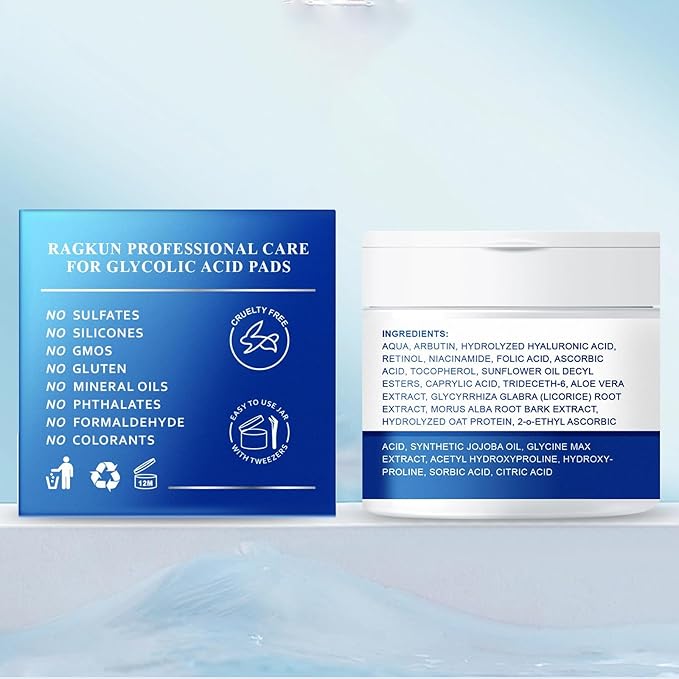 Retinol Cream for Face, Collagen Neck Creams for Tightening and Firming, Anti Aging Day & Night Facial Moisturizer for Women & Men, Instant Face Lift Wrinkle Cream 1.7 fl. oz with Glycolic Acid Pads