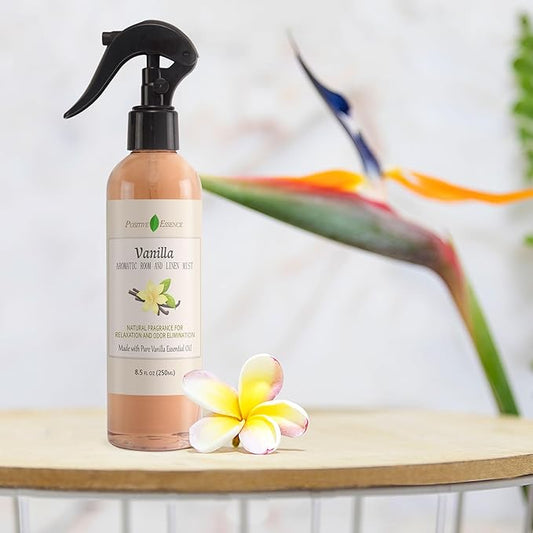 Vanilla Linen and Room Spray, Natural Home Fragrance Made with Pure Vanilla Essential Oil, Perfect Bathroom Air Freshener or Linen Spray (8.5 fl oz)