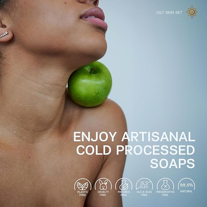 AUTHENTIC BATH & SOAP Natural Bar Soap Set for Oily Skin – Handmade, Acne Oil Control, Odor-Fighting (6-Pack): Tea Tree, Pine Tar, Orange & Cinnamon, Lavender, Activated Charcoal, Honey & Chamomile