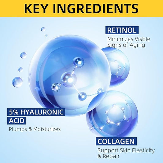 Retinol Cream for Face, Face Moisturizer, Skin Tightening Cream for Face with Collagen and Hyaluronic Acid, Anti-Aging, Firming Skin Care Neck & Décolleté for Day & Night, Instant Lift, 1.7 fl oz