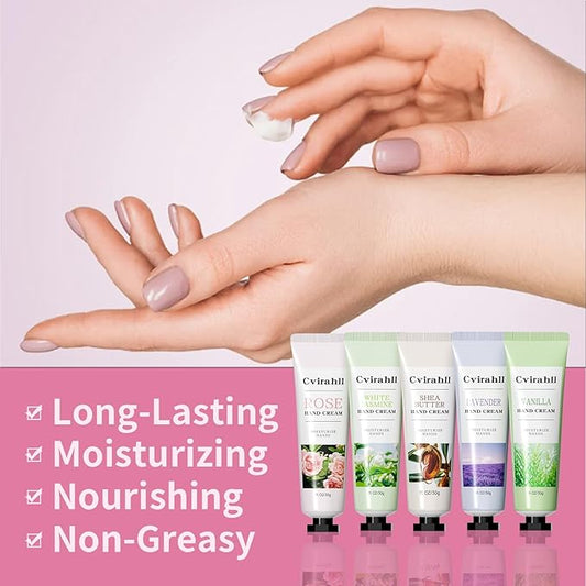 10-Pack Hand Cream Set, Moisturizing Hand Lotion for Dry Cracked Hands, 5 Natural Scents, Ideal Gift for Christmas or Stocking Stuffer for Women & Men
