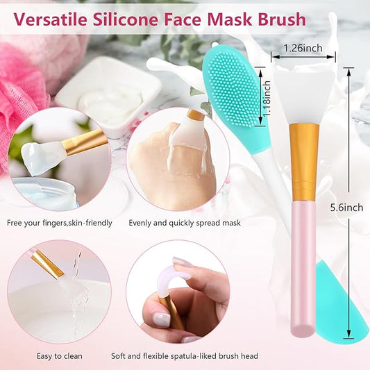 Silicone Face Scrubber, 2pcs Exfoliating Lip Brush, 1pcs Cleansing Brush,2pcs Face Mask Exfoliator Blackhead Skin Care Tool