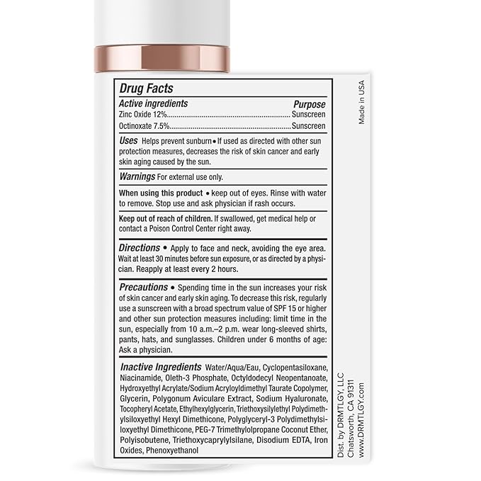 DRMTLGY Anti-Aging Tinted Moisturizer with SPF 46. Universal Tint. All-In-One Light Coverage Dewy Tinted Face Sunscreen with Broad Spectrum Protection Against UVA and UVB Rays. 1.7 oz, 2 pack