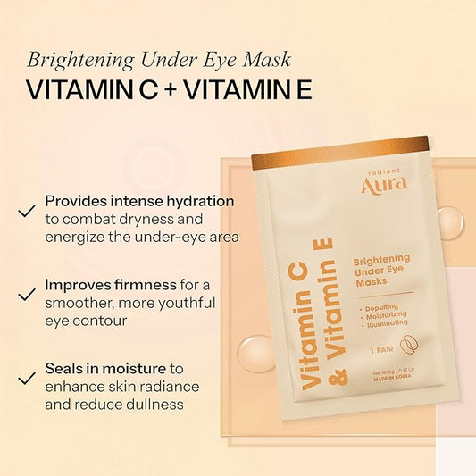 Under Eye Patches with Vitamin C & E - Dermatologist Tested Korean Eye Gel Patches for Puffy Eyes and Dark Circles - Hydrating Eye Gel Patches - Brightening Depuff Eye Patches - 15 Pairs
