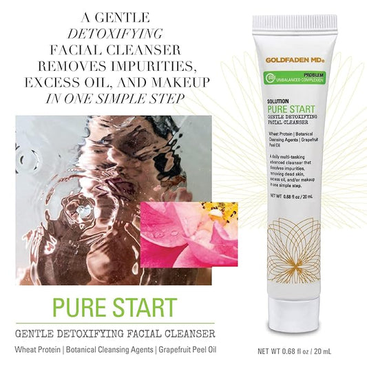 GOLDFADEN MD Pure Start Gentle Detoxifying Natural Facial Cleanser Grapefruit Peel Oil, Organic Red Tea Extract, Seaweed Extract, Rose Hip Seed Oil TRIAL .67 Fl Oz