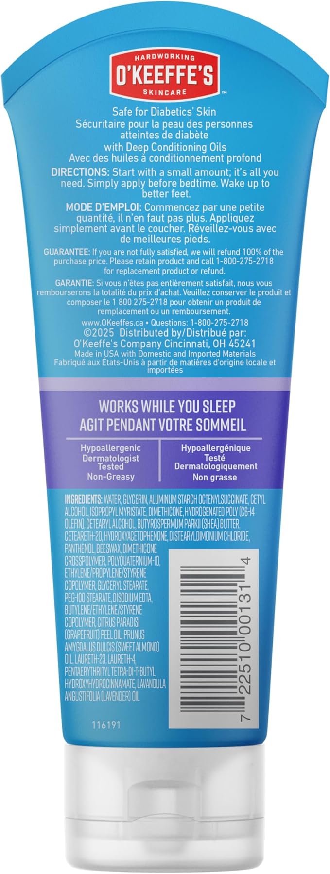 O'Keeffe's for Healthy Feet Night Treatment Foot Cream-7 oz Tube (1 Pack)-Guaranteed Overnight Relief for Extremely Cracked, Dry Feet, Repairing Skincare, Instantly Boosts and Retains Moisture Levels