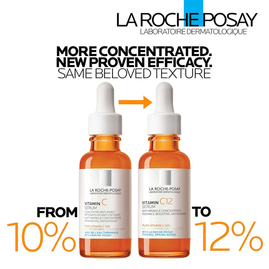 La Roche-Posay Pure 12% Vitamin C Face Serum β Brightening & Anti-Aging Serum with Hyaluronic Acid & Salicylic Acid for Radiance & Wrinkle Reduction