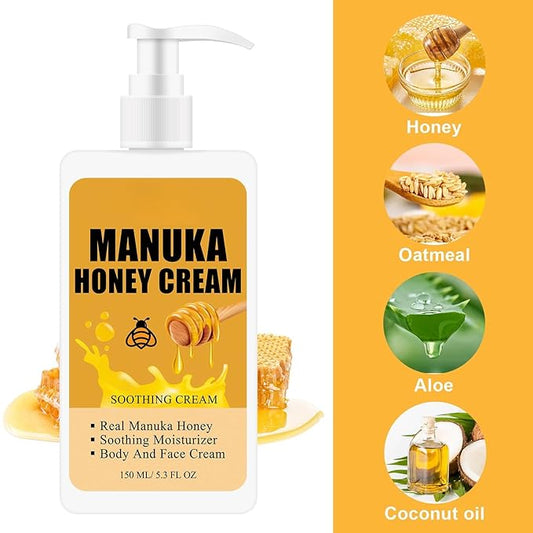 Manuka Honey Cream, Honey Firming Cream Body Lotion & Face Moisturizer Skin Care for Dry Crepey Wrinkle Sun Damaged Skin Tightening Body Cream for Women & Men 5.3oz